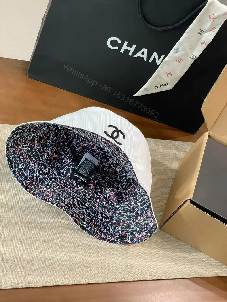 View 9 of Bold Color Block Bucket Hat: Luxe Comfort, Patterned Interior
