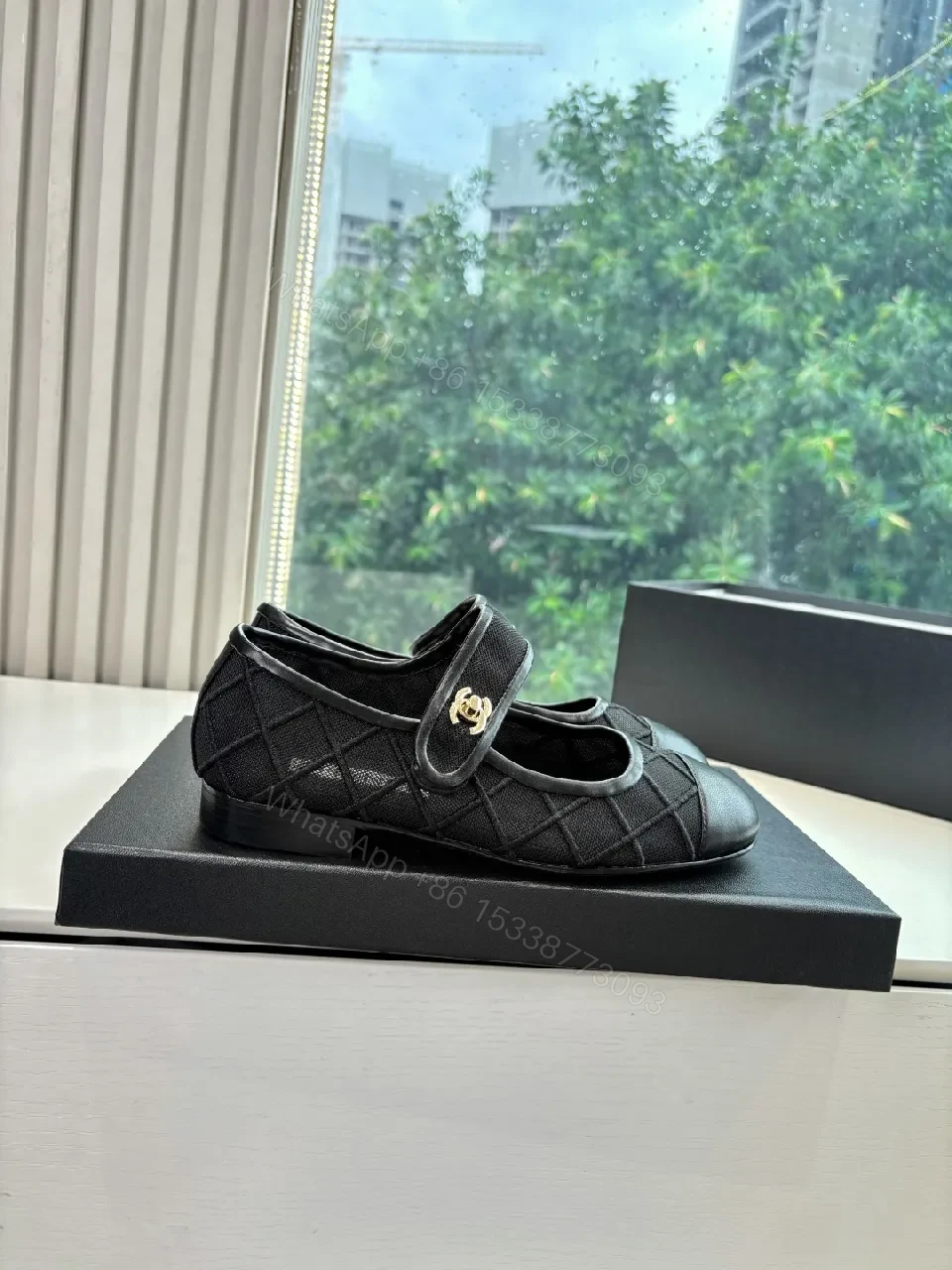 View 5 of Quilted Black Mary Janes - Leather Trim, Signature Hardware, Flat Shoes