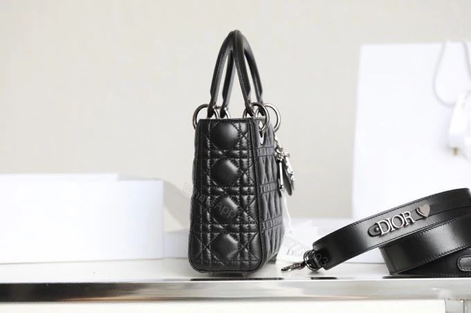 View 6 of Dior My Lady Like Auth Women’s Handbag Black Silver Lock 20x16cm