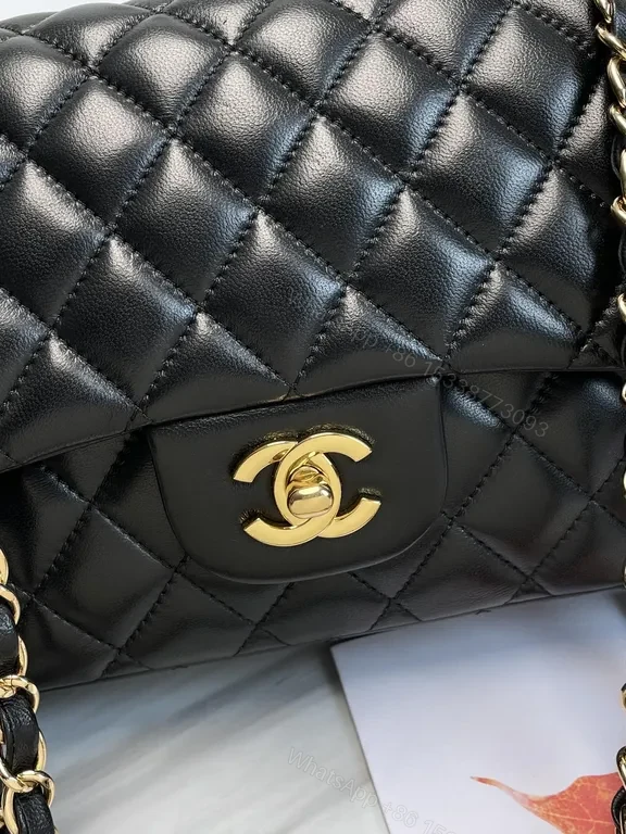 View 9 of Quilted Black Leather Shoulder Bag: Timeless Luxe, CC Hardware