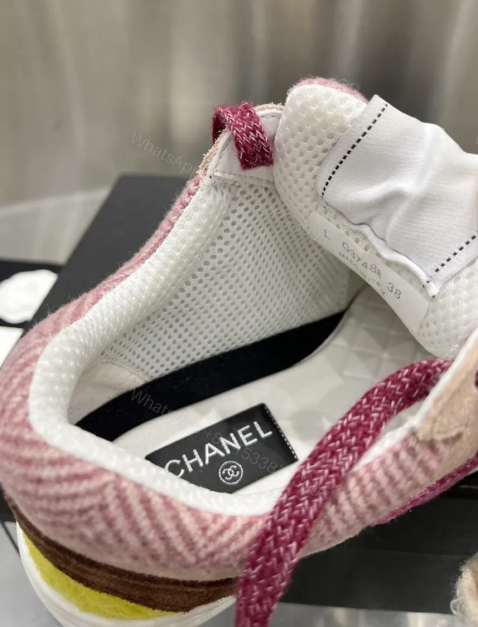 View 4 of Patterned Knit Runner: Suede-Mesh, Logo Luxe Sneakers