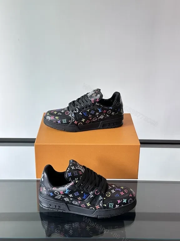 View 2 of Bold Motif Multicolor LV-Inspired High-Top Sneakers
