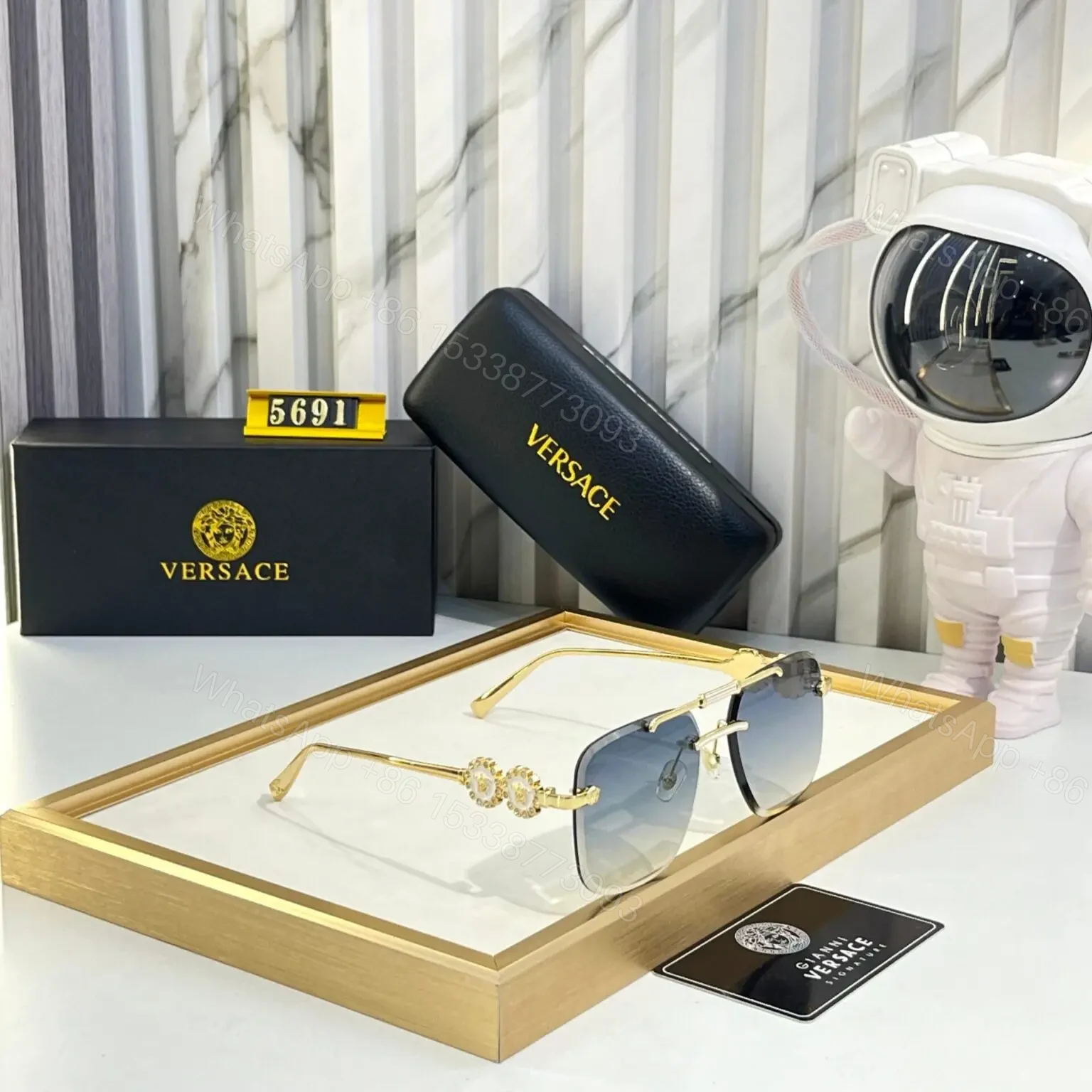 View 3 of Versace Sunglass Black UV Protection One Size