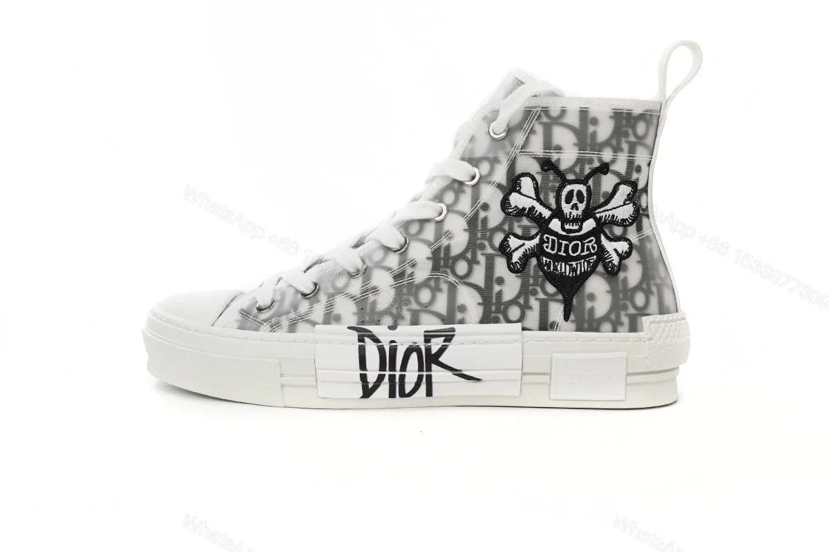 View 7 of Dior B23 Oblique Hight Top Sneakers White
