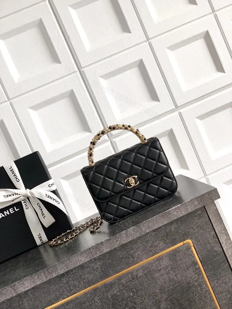 View 6 of Quilted Mini Bag: Gold-Tone Hardware, Elegant Chic Signature