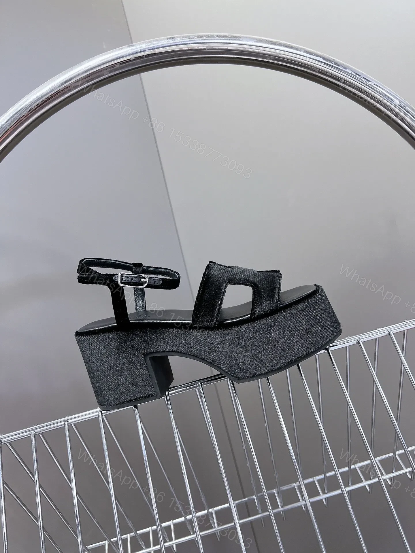 View 6 of Hermes Women Black Suede Leather Sandals