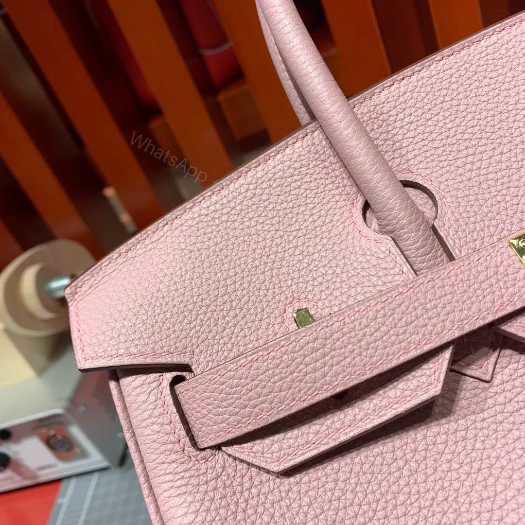 View 4 of HN 30CM LIGHT PINK TOGO LEATHER GOLD HARDWARE