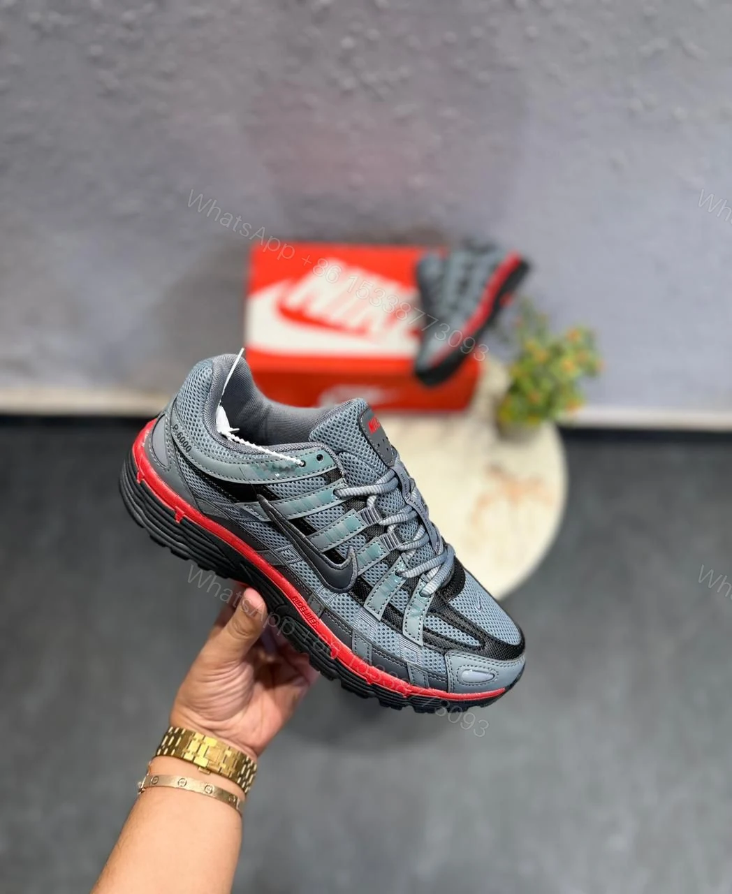 View 3 of Nike P-6000 Trainer First Copy Shoes — Grey Red Black | COD India