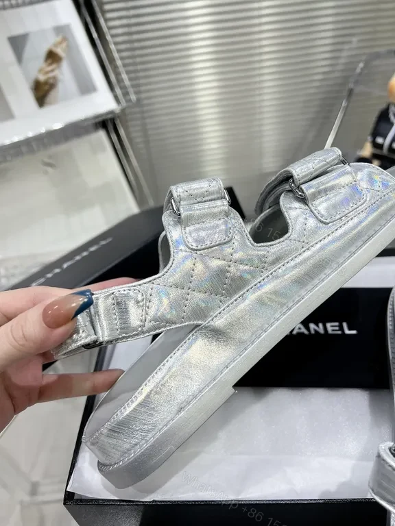 View 9 of Shimmer Platform Sandals - Quilted Metallic Couture Footwear