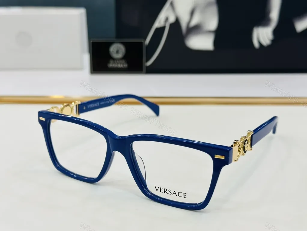 View 6 of Black Gold Versace-Inspired Eyewear: Rectangular Acetate Frames with Medusa Detail