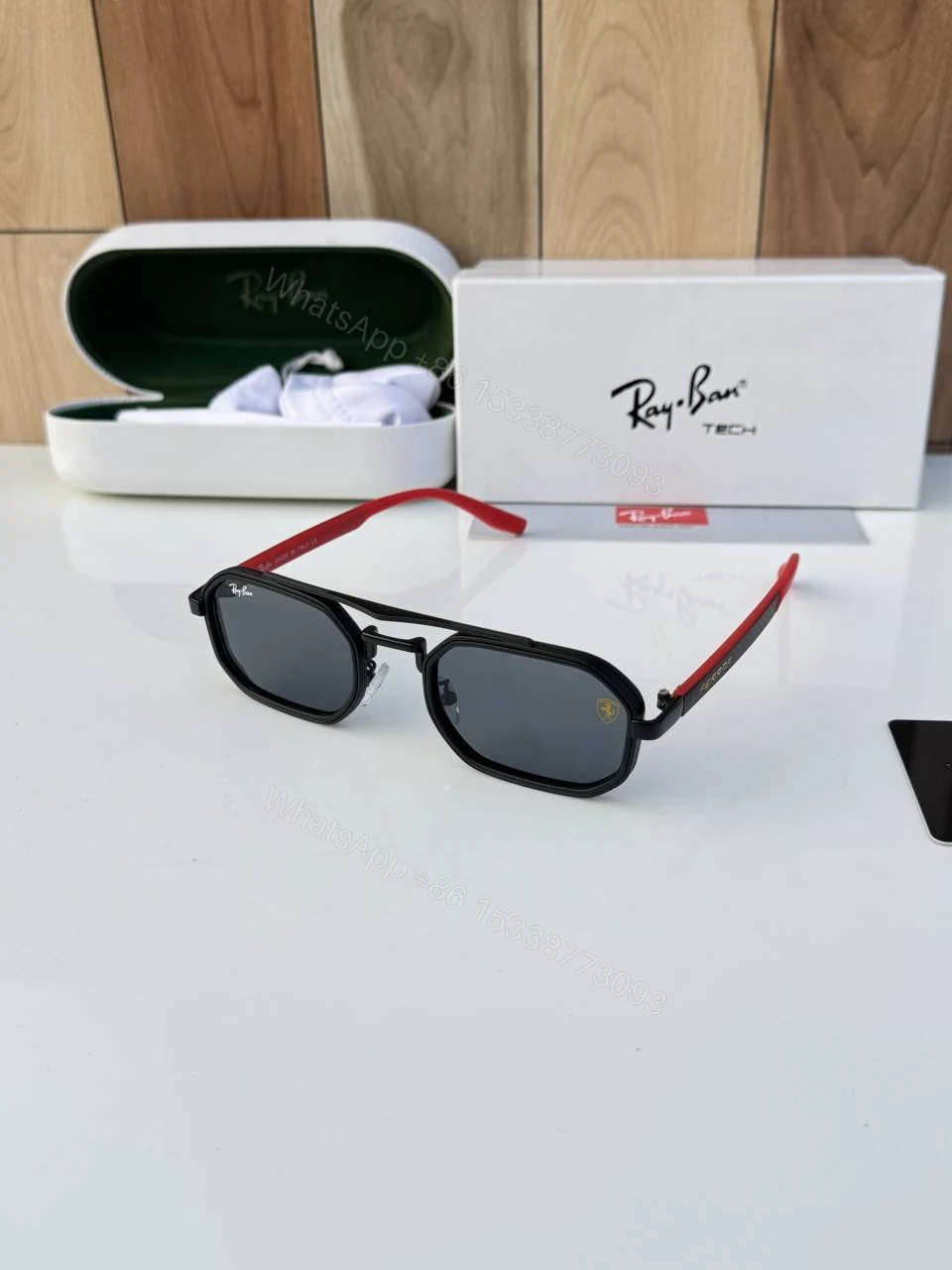 First Copy RayBan 7328 Black Red Stylish Sunglasses Premium UV Protected Eyewear — view 1