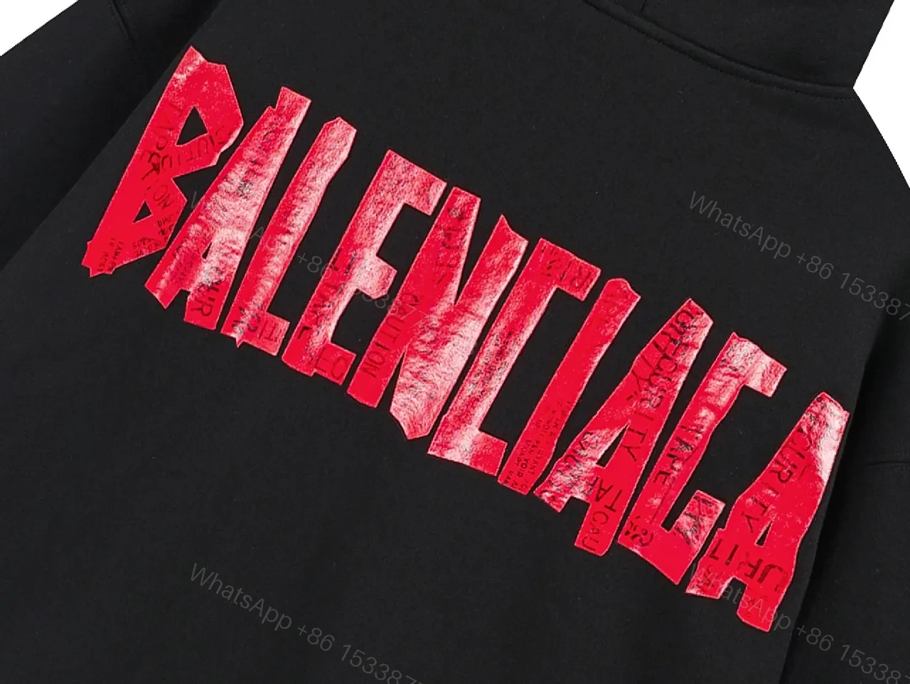 View 8 of Black Cotton Oversized Hoodie - Red Graphic, Luxe Streetwear Design