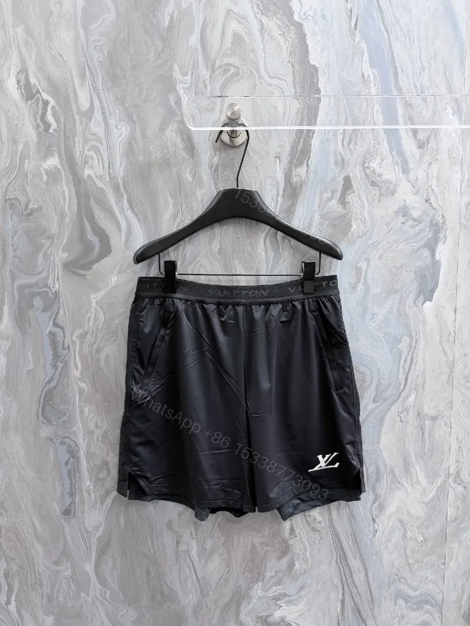 View 7 of Sporty Luxe Black Shorts with Subtle Luxury Details