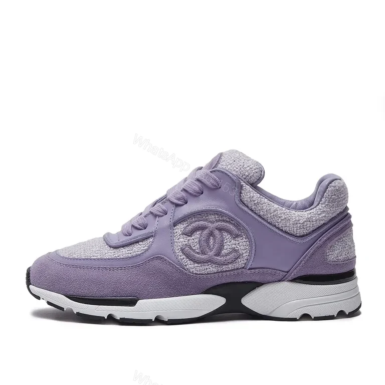 View 3 of Lavender Knit Sneakers - Luxurious Chanel-Inspired Comfort