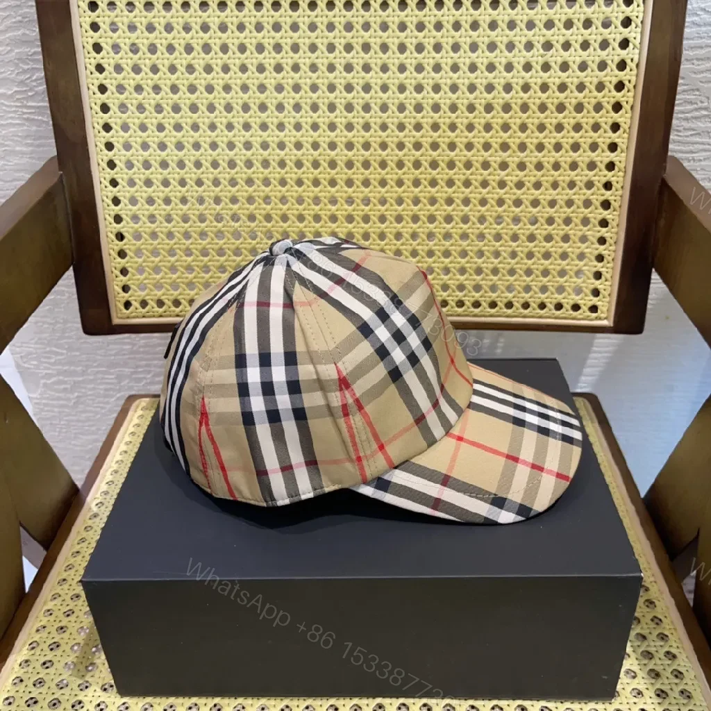 View 9 of Beige Plaid Cap Set: Classic Check, Modern Fit Utility Cap