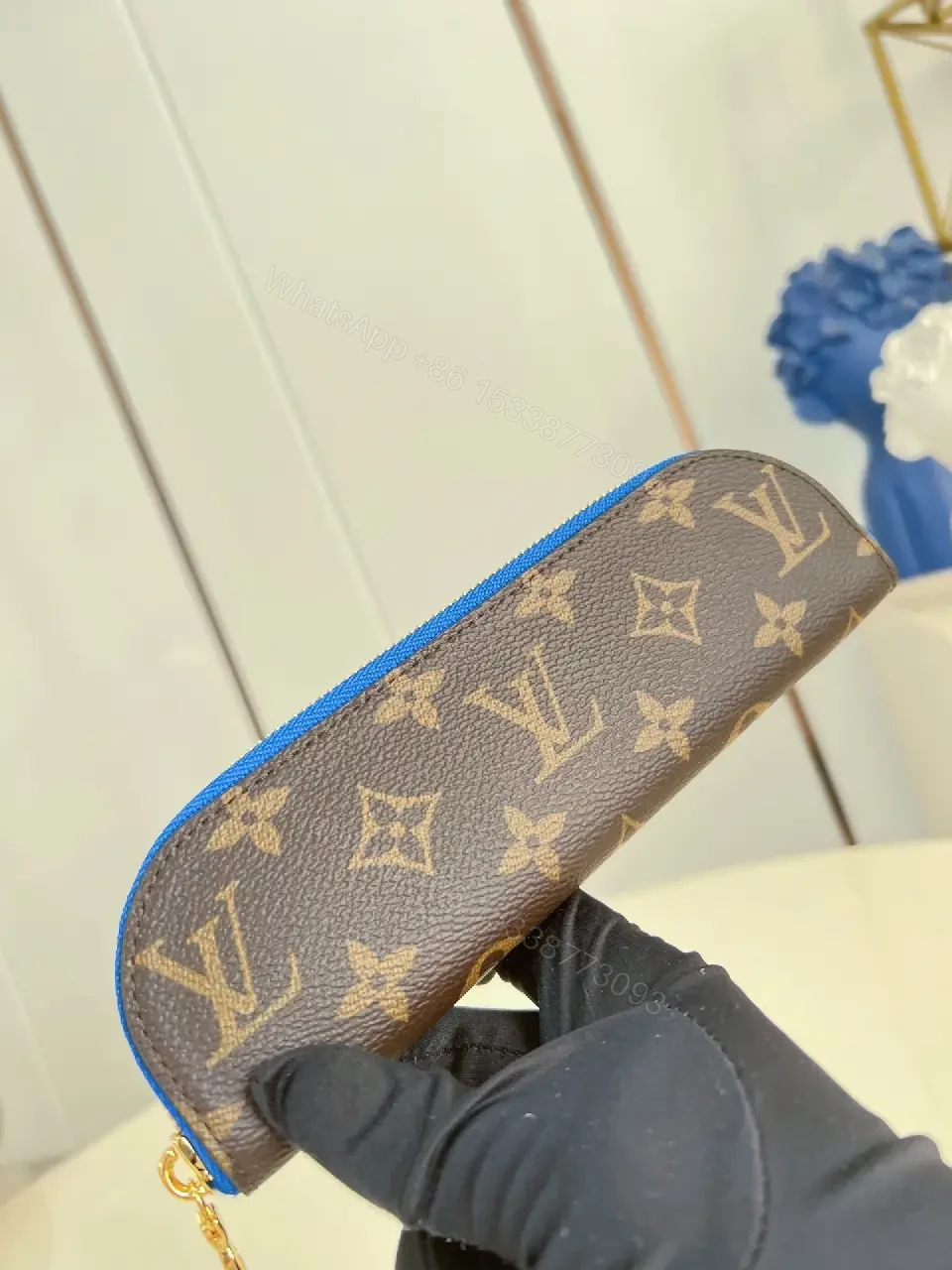 View 3 of Monogram Wallet on the Move – Charcoal Brown & Electric Blue Edge