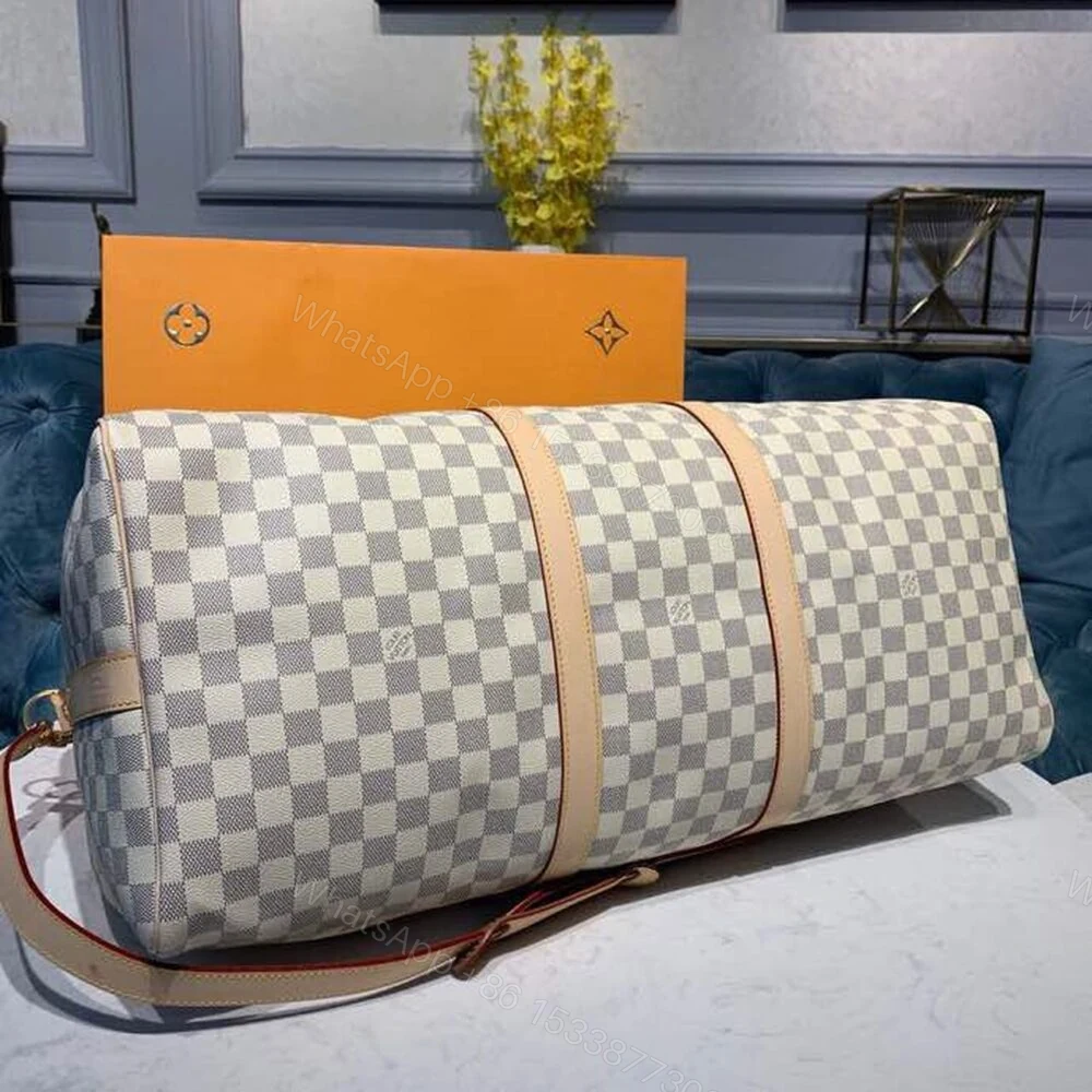 View 5 of Louis Vuitton Keepall Bandouliere 55 Damier Azur Canvas 55Cm LV N41429