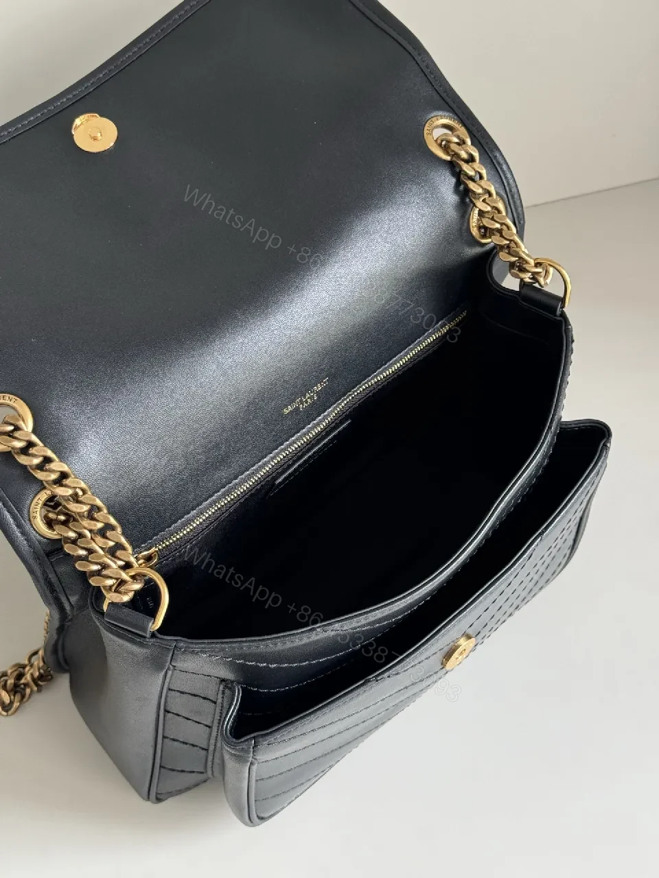 View 9 of Quilted Leather Crossbody Bag, Classic Black, Minimalist Luxe