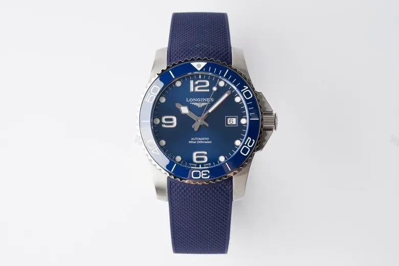 Longines Conquest Blue Dial Stainless Steel Automatic Watch with Blue Rubber Strap — view 1