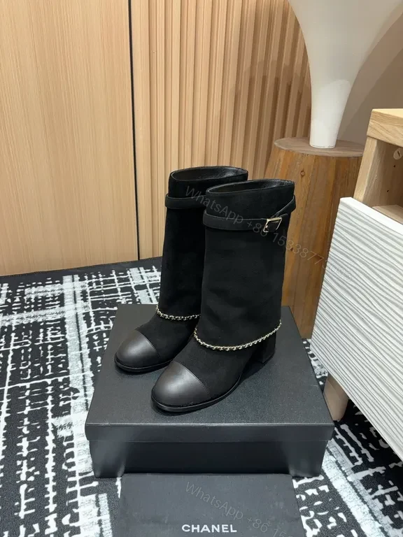 View 4 of Chanel-Inspired Black Ankle Boots: Sculpted Comfort & Style