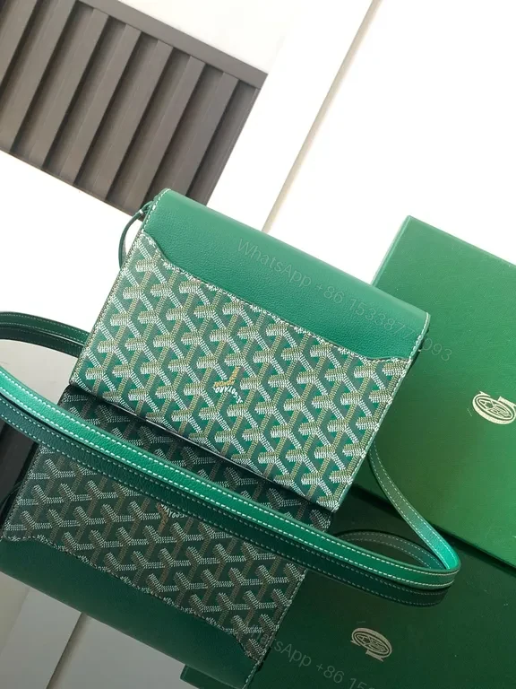 View 8 of Emerald Goyard-Inspired Crossbody: Textured Luxe Bag