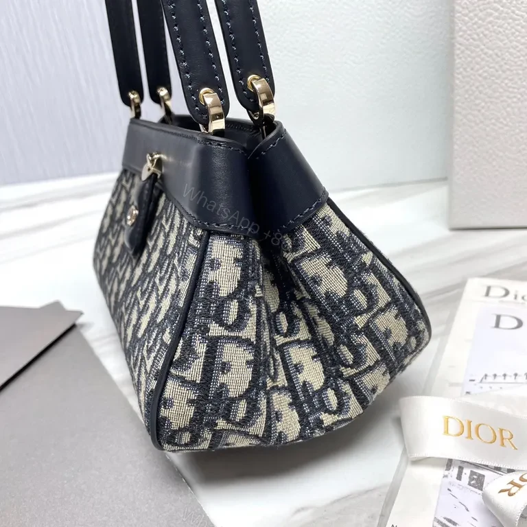 View 3 of Monogram Black Leather Dior-Inspired Bag: Everyday Luxe
