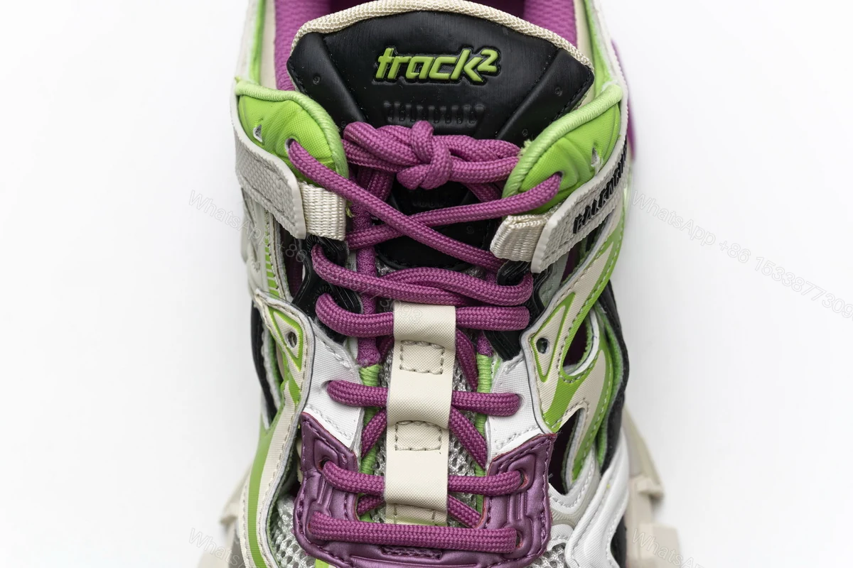 View 6 of Balenciaga Track 2 Sneaker White Green Pink 568615 W2GN3 9199