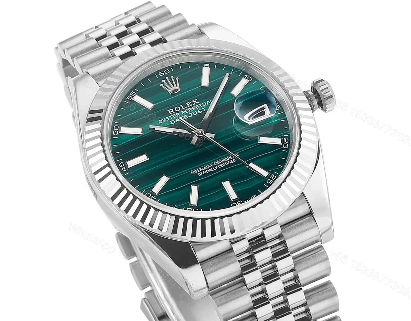 View 2 of Clean Factory – Rolex Custom Datejust 41 Green Malachite – Rolex Custom Datejust 41 Green Dial – Rolex Custom Datejust 41 Malachite Dial