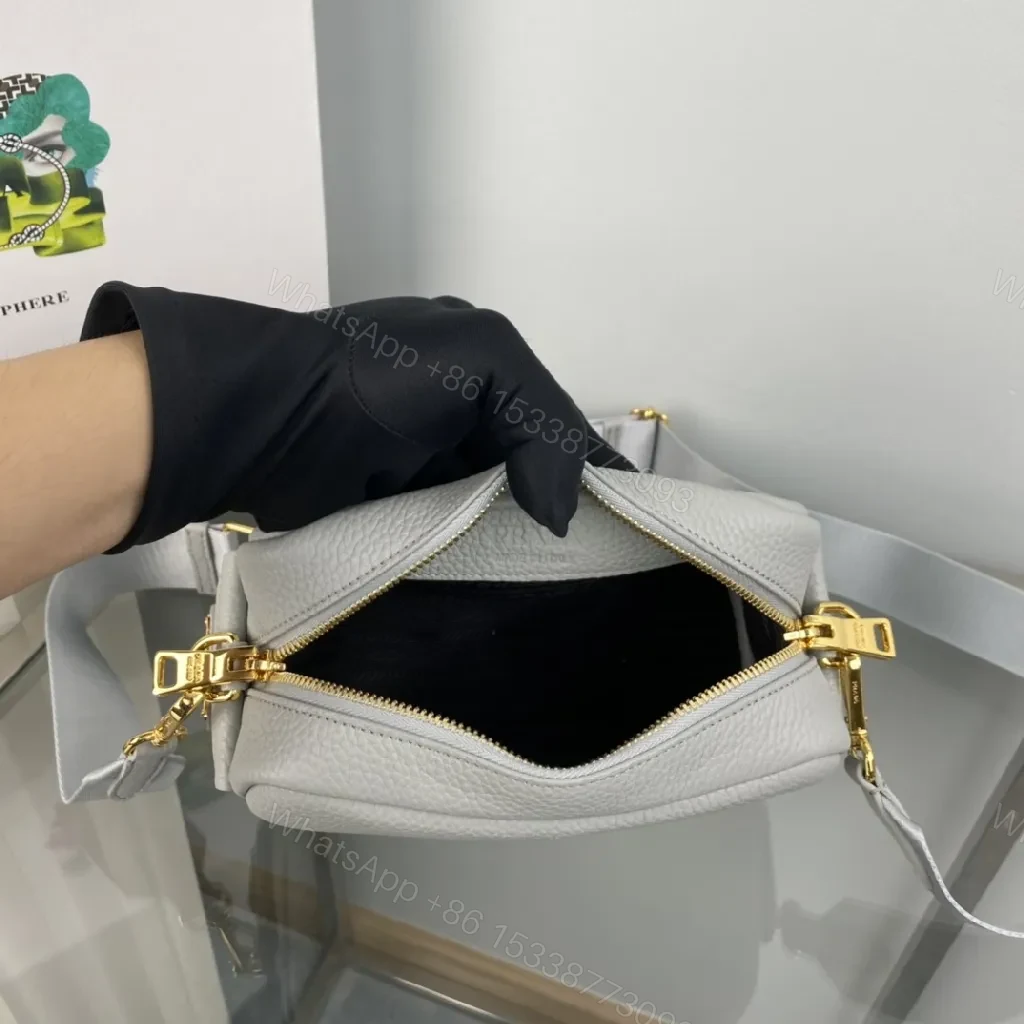 View 8 of Small Structured Crossbody: Luxe Pebbled Leather, Gold Hardware, Compact