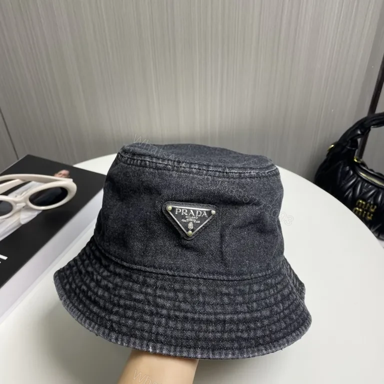 View 5 of Dark Denim Prada Badge Bucket Hat