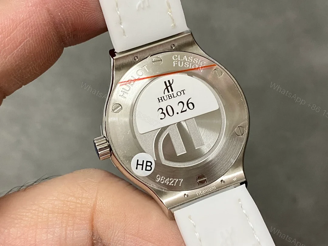 View 7 of Hublot Classic Fusion Ladies Replica 33MM Premium Diamond Bezel White Leather Strap Edition RG-HUBLOT-FUSION-LADIES-33