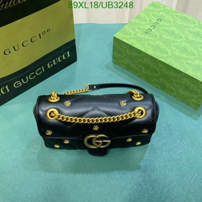 View 2 of Gucci GG Marmont Quilted Inspired Shoulder Bag UB3248 in Black
