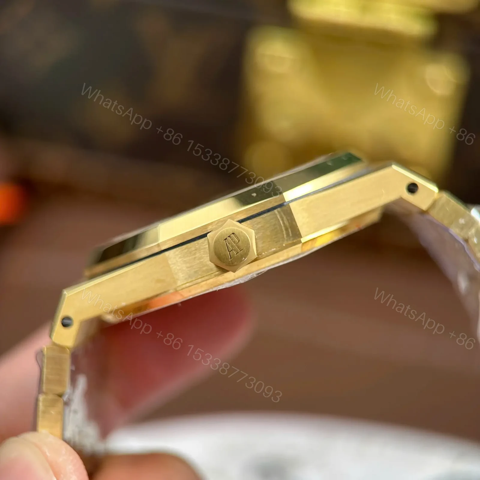 View 11 of Replica Audemars Piguet Royal Oak Openworked 15407 Yellow Skeleton Dial