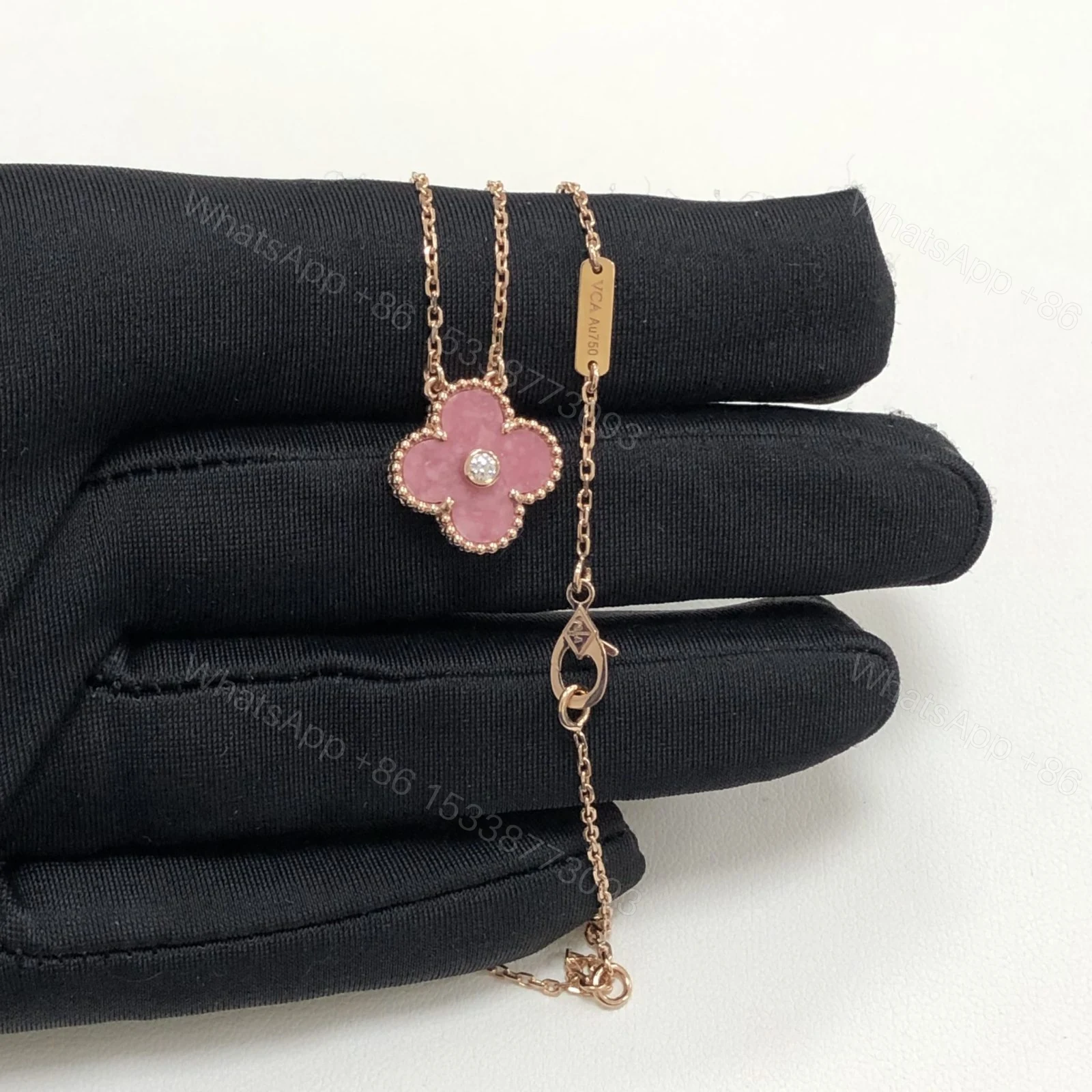View 2 of VCA 2021 Holiday Alhambra Pendant Necklace Rhodonite