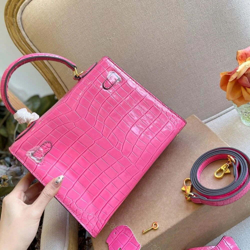 View 4 of Hermès Kelly 25 Alligator Pink 25Cm