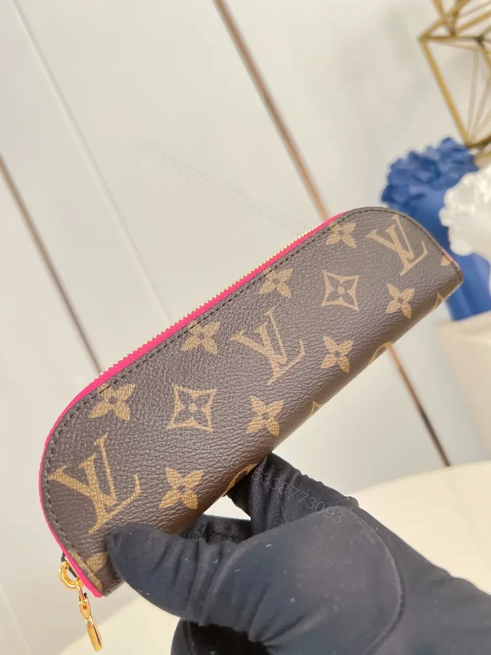 View 6 of Pink Edge LV-Style Monogram Wallet, Compact, Everyday Luxury
