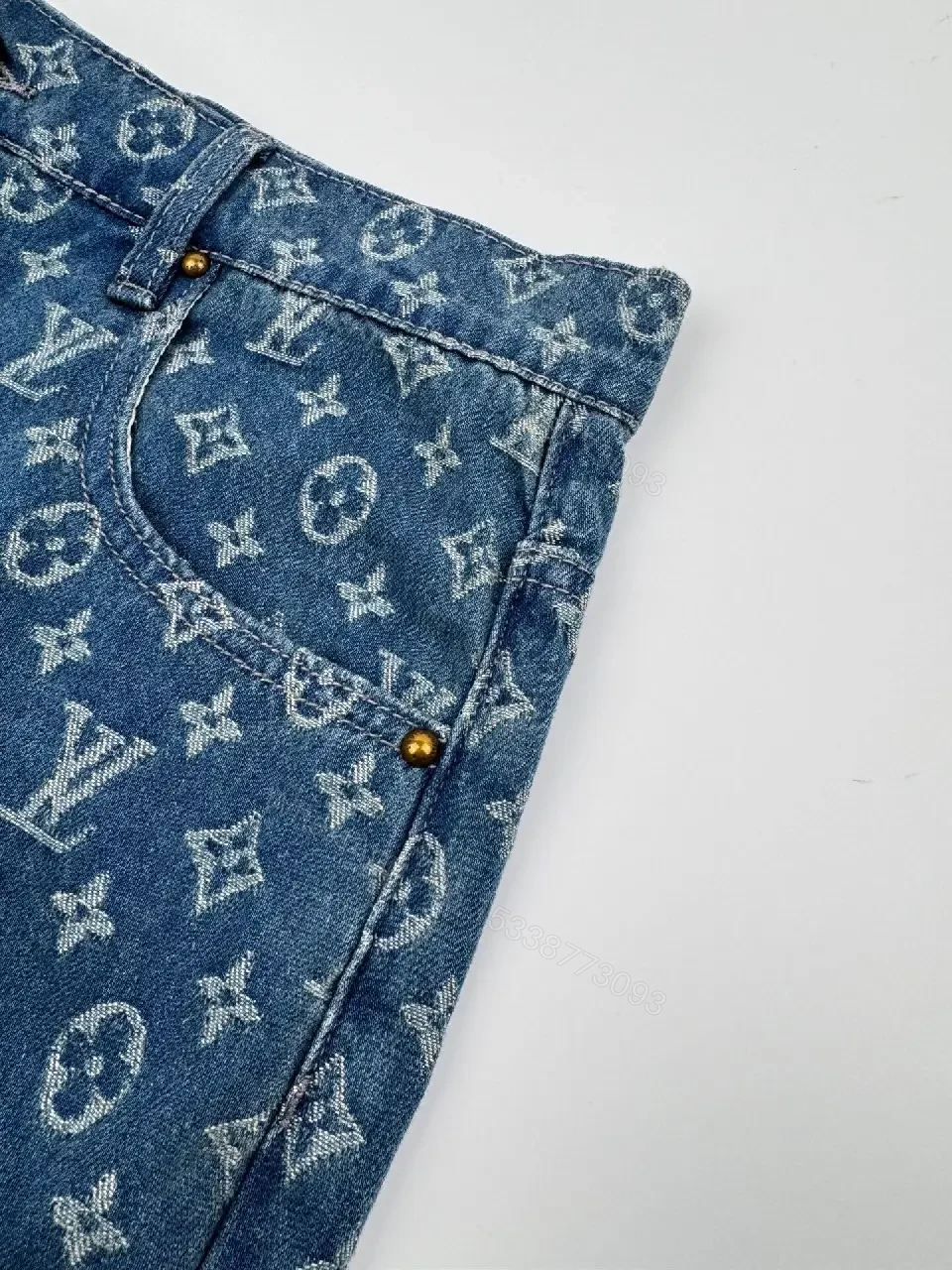 View 8 of Denim Monogram Bermuda Shorts – Signature LV Print, Elevated Comfort