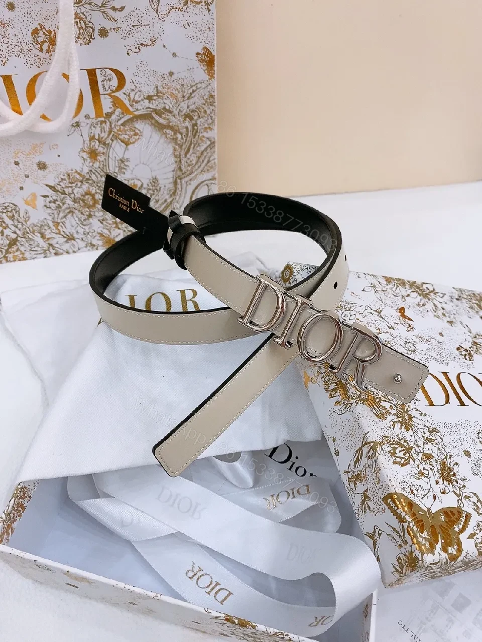 View 6 of Dior-Inspired Minimalist Logo Belt: Luxurious Everyday Belt