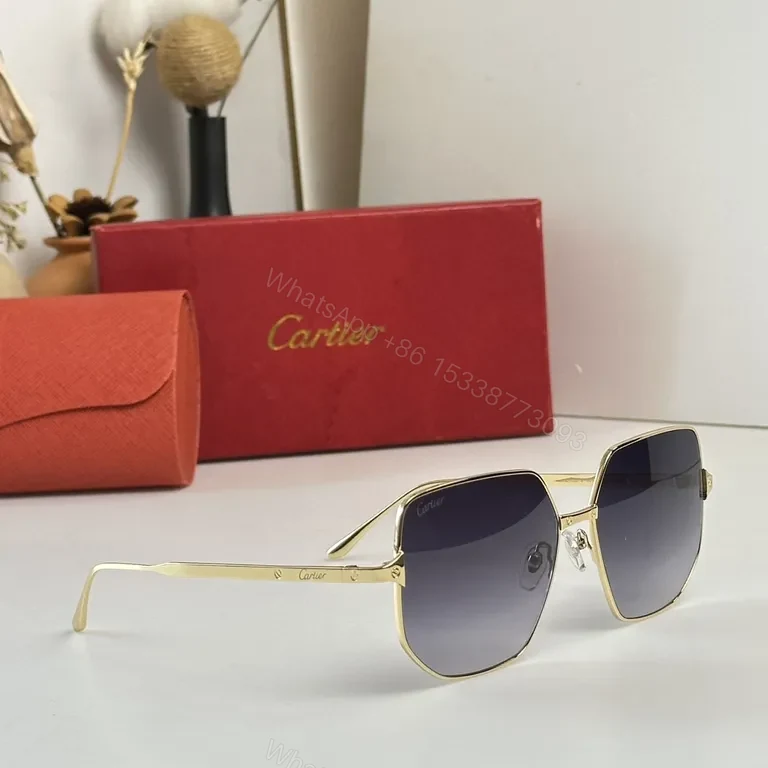 Golden Frame Cartier Sunglasses: Modern Luxe UV400 Glasses — view 1