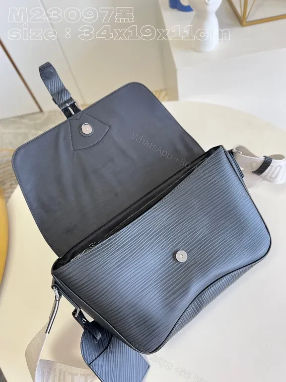 View 4 of Charcoal Leather Crossbody: LV-Inspired, Hands-Free Style