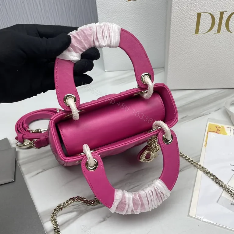 View 4 of Compact Pink Quilted Dior Handbag: Bold All-Day Chic