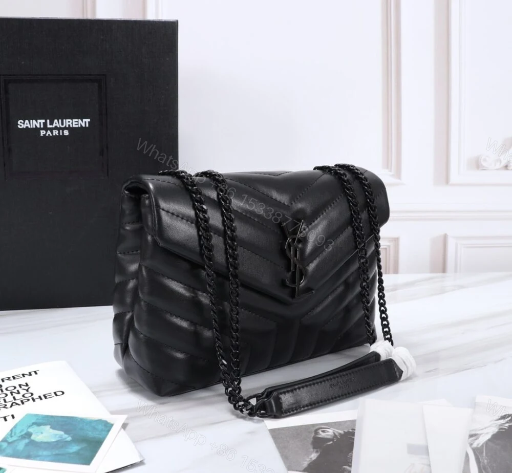 View 3 of Saint Laurent Loulou Small Chain Bag In Matelassé Y Black Noir 23Cm 494699DV7281000