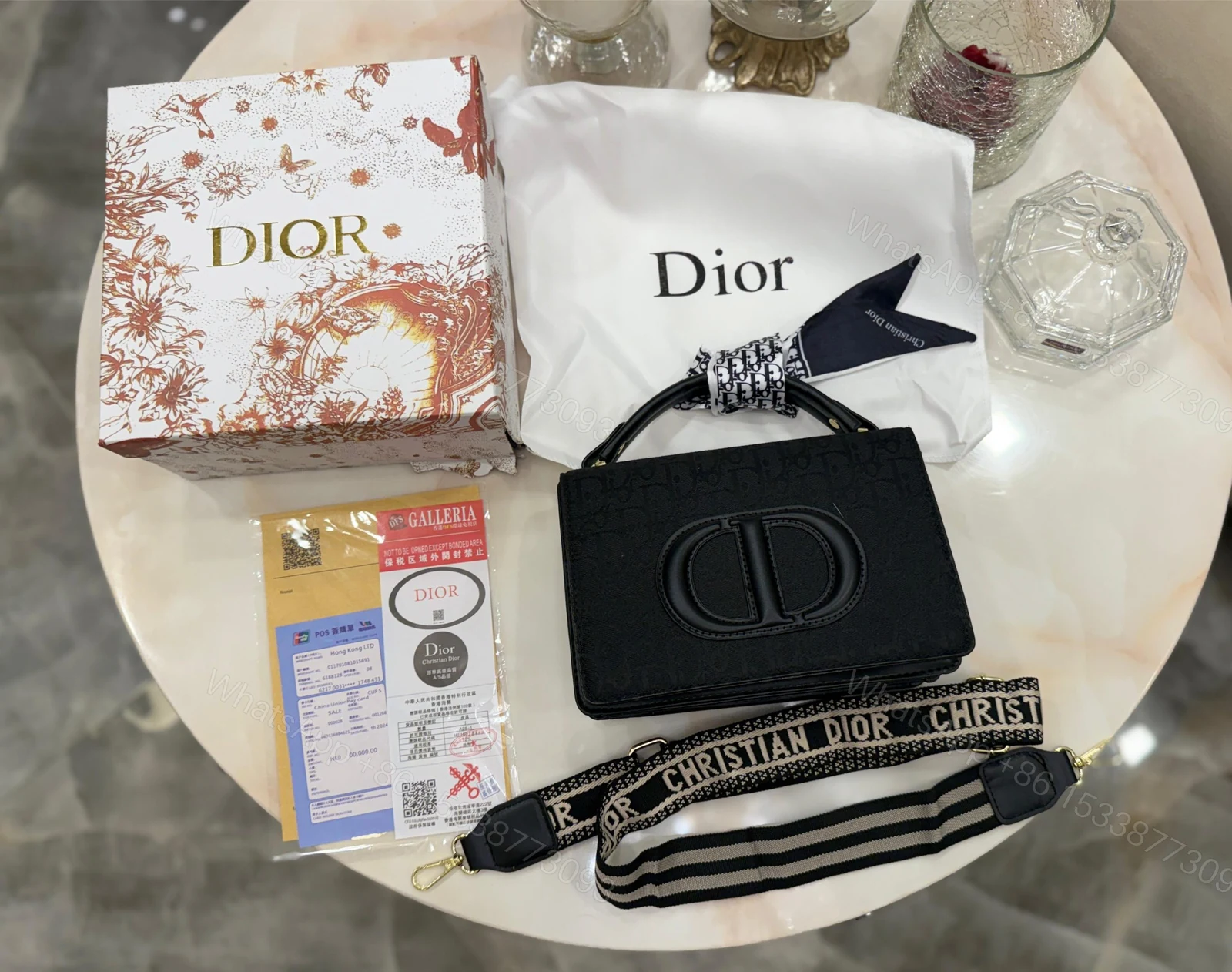 View 3 of FIRST COPY CHRISTIAN DIOR-JADIOR BLACK RIBBON CD BAG