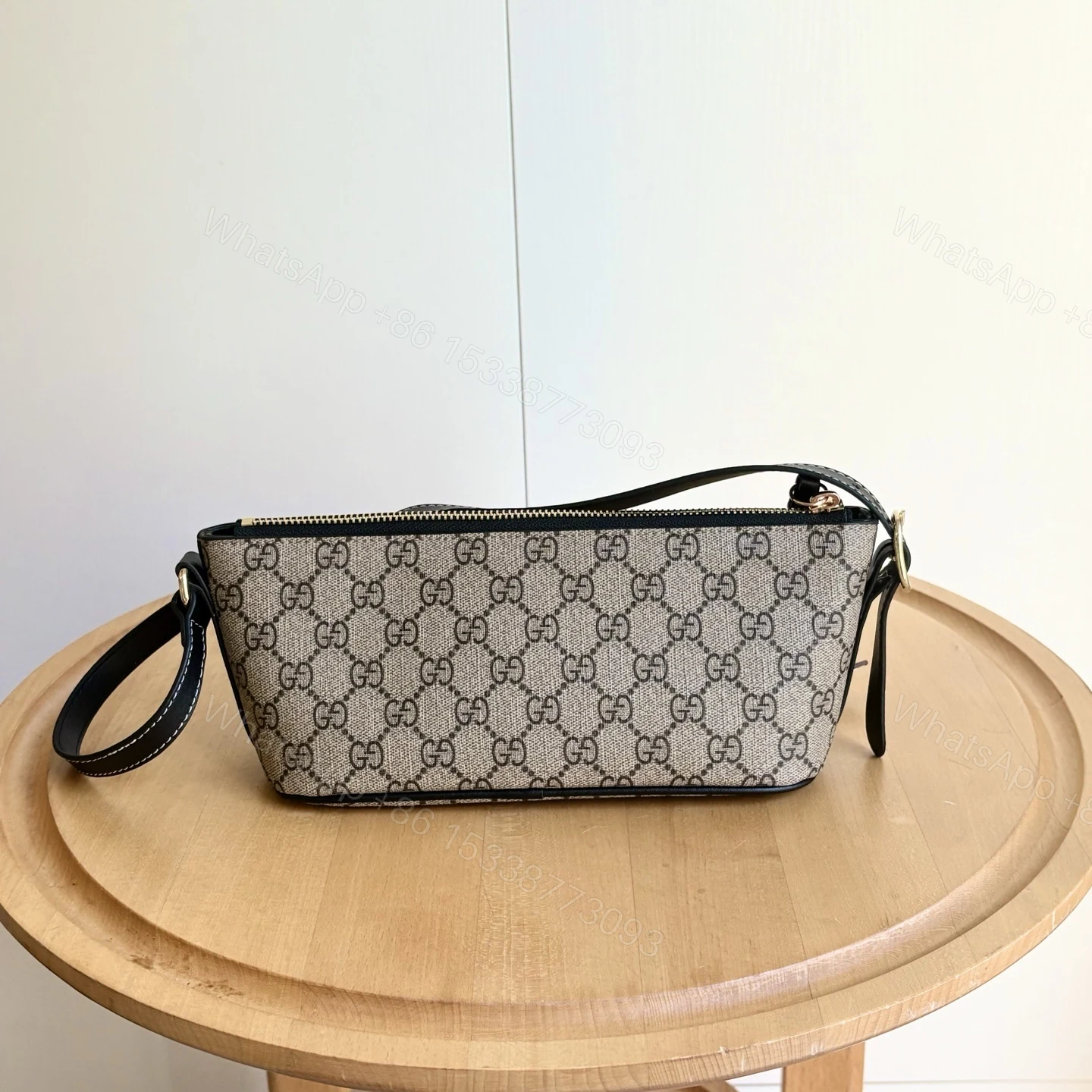 View 4 of Gucci Gg Emblem Small Shoulder Bag Beige And Dark Brown 22Cm