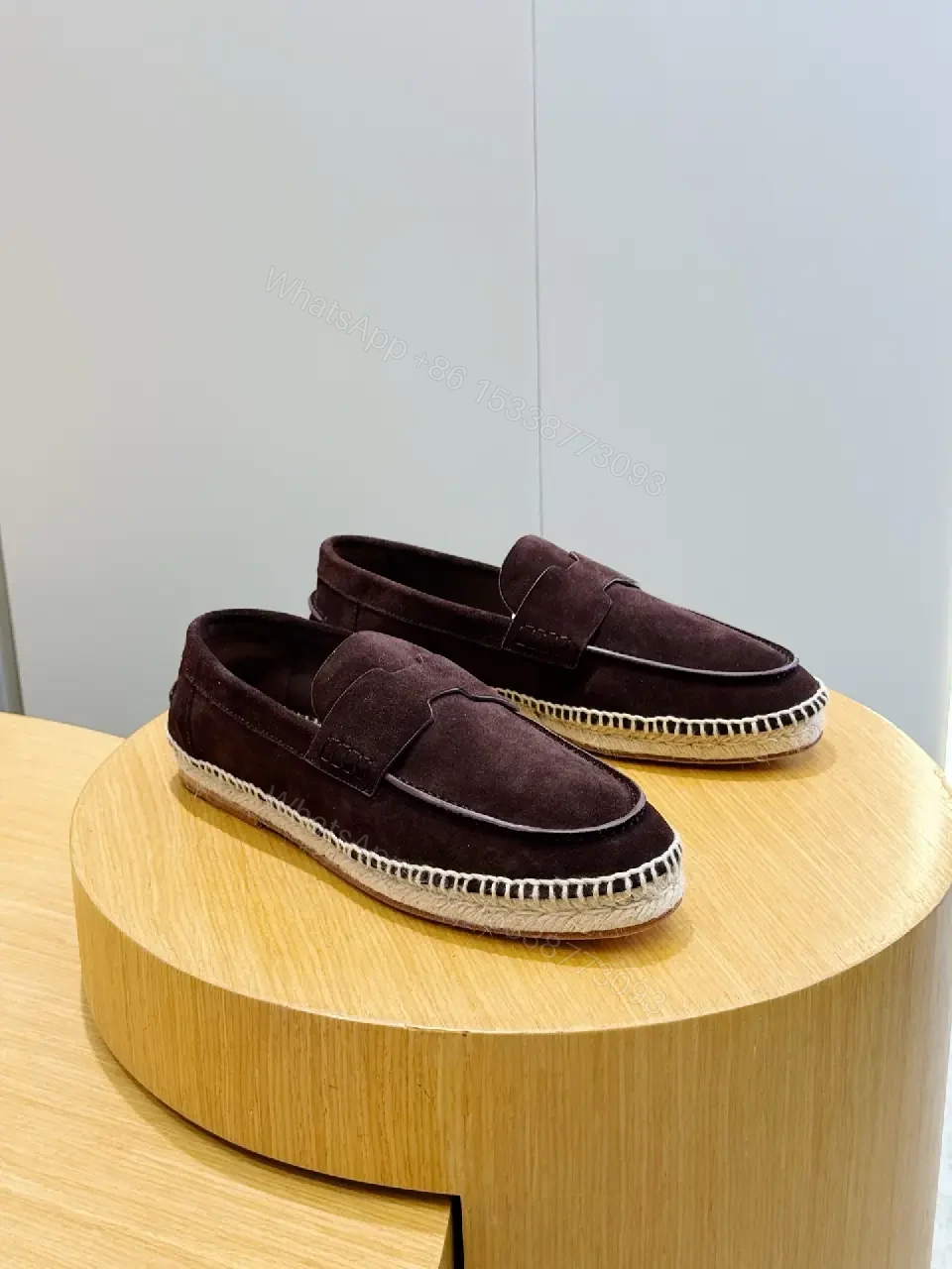 View 3 of Black Suede Loafers Espadrille Sole Classic Style Comfort Fit Hermès Inspired Shoes