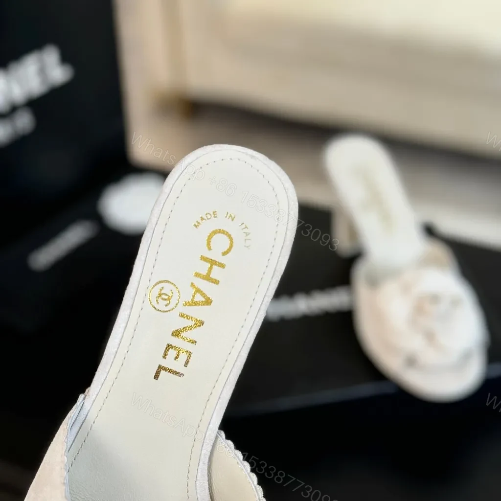 View 5 of Cream Chanel-Inspired Floral Mules: Luxe Slip-Ons