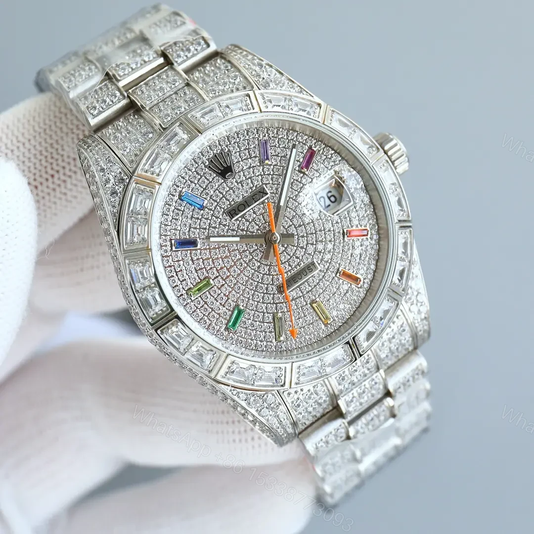 View 2 of Premium Rolex Datejust Full Diamond Silver replica 41MM President Bracelet Edition rolex-datejust-full-diamond-silver-replica-41mm