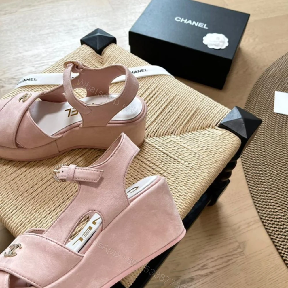 View 3 of CHANEL INTERLOCKING CC SANDALS PINK