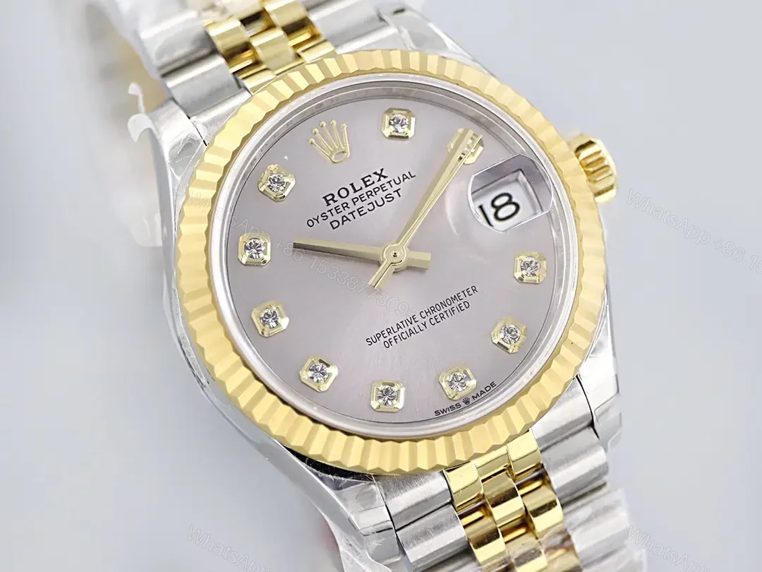 View 4 of Rolex Datejust 31 Stainless Steel Yellow Gold Fluted Grey Diamond Dial Jubilee 278273-0022