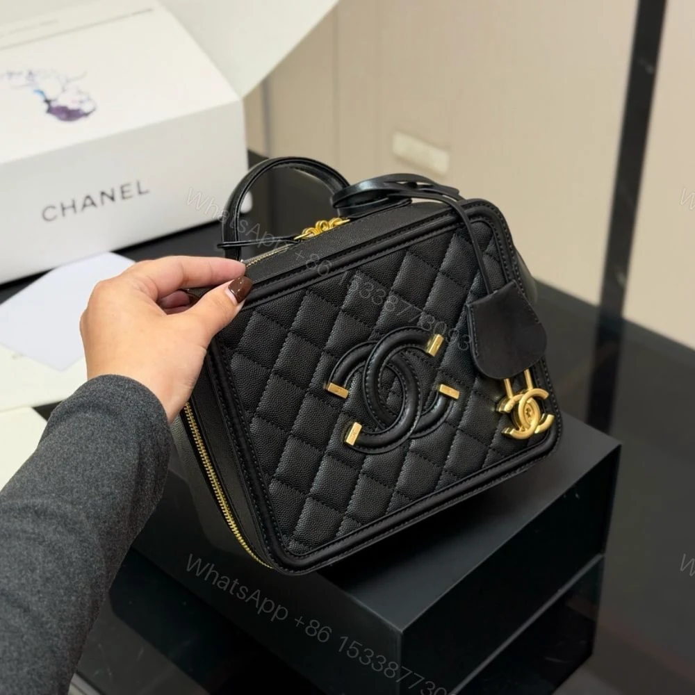 View 2 of Chanel CC Filigree Medium Vanity Case Black 21Cm